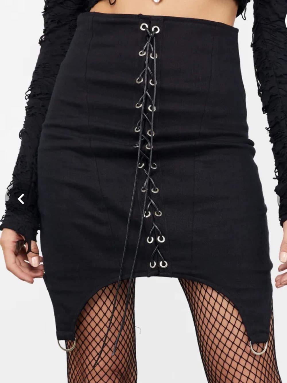 DISTURBIA Marilyn Suspender Miniskirt in Black